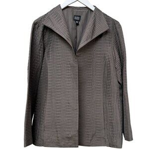 EILEEN FISHER 100% Silk Jacket Size Medium Brown Open Front Womens Evening